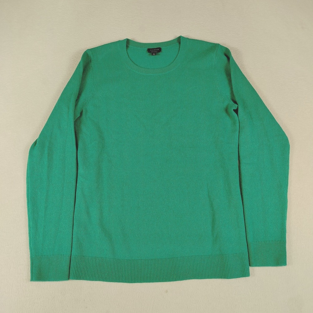Talbots Sweater Women's Small‎ Green Cashmere Crewneck Pullover Long Sleeve Cozy